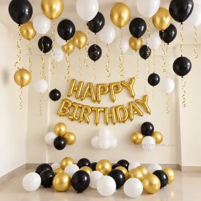 Classic Black, White & Gold Birthday Decoration in New Delhi, Delhi - Birthday Decoration