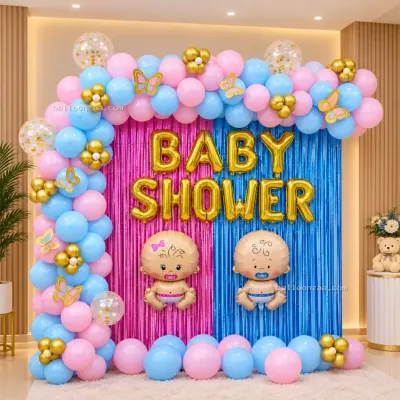 Pink & Blue Baby Shower Balloon Decoration in Shivaji Nagar, Gurgaon - Baby Shower Decoration