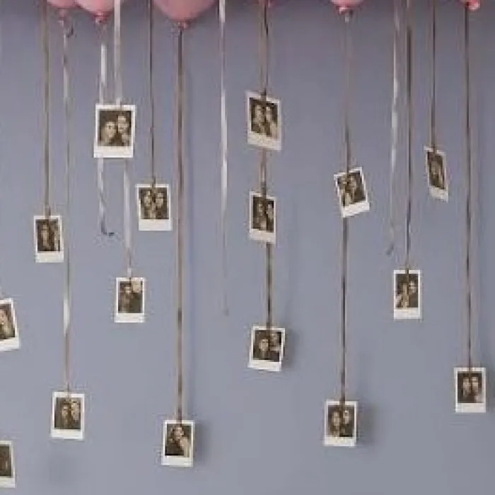12 printed photos add-on for Purple & Silver Chrome balloon decoration in Mumbai