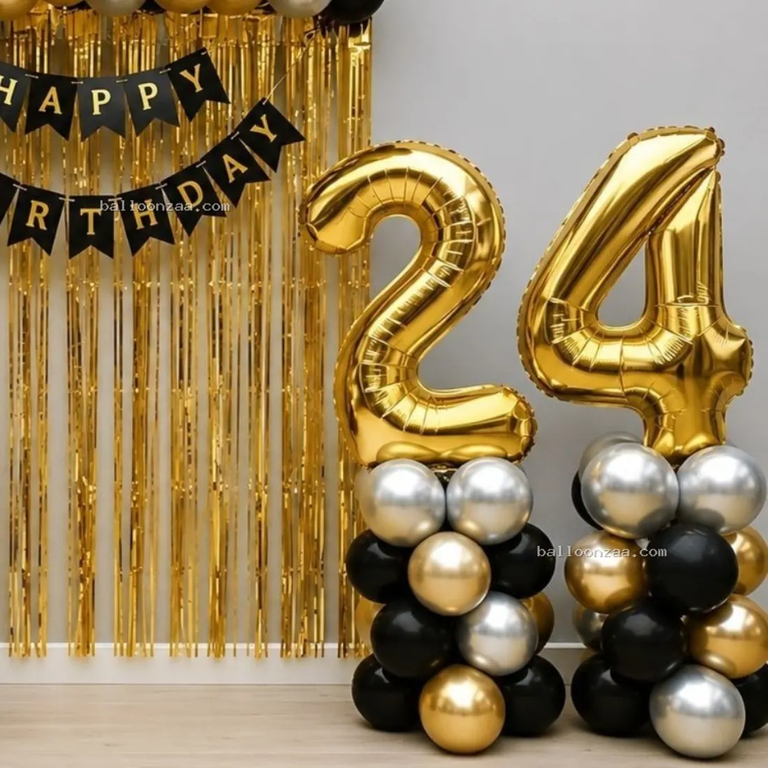 Black & Gold Luxury Birthday Balloon Decoration in Gurgaon - Decoration Photo 2