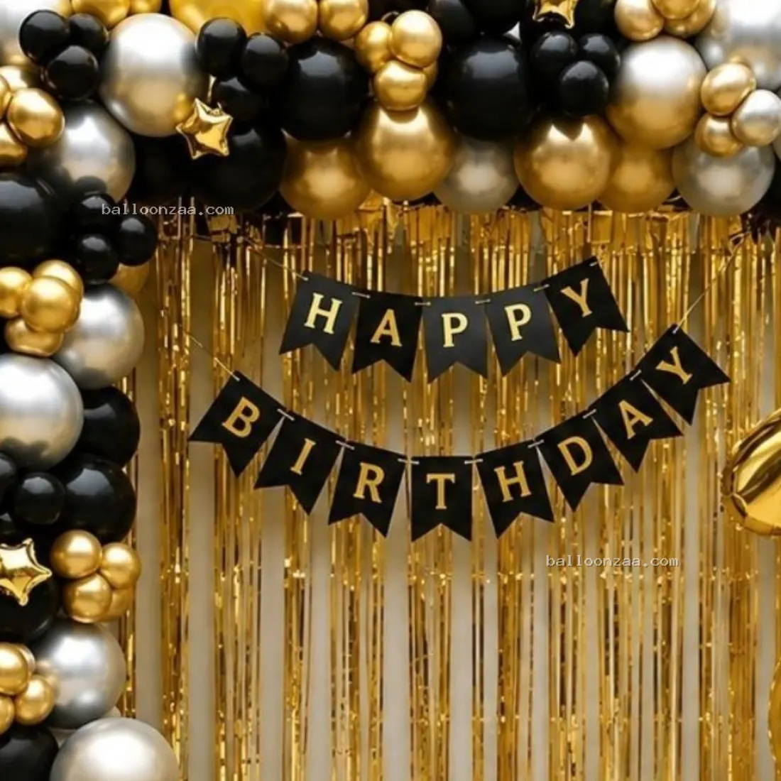 Black & Gold Luxury Birthday Balloon Decoration in Gurgaon - Decoration Photo 3