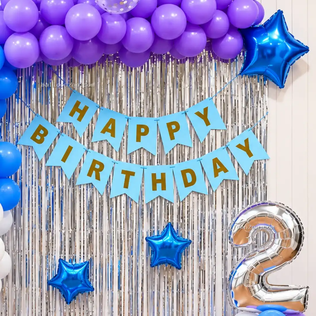 Blue & Purple Birthday Balloon Decoration in Gurgaon - Decoration Photo 2