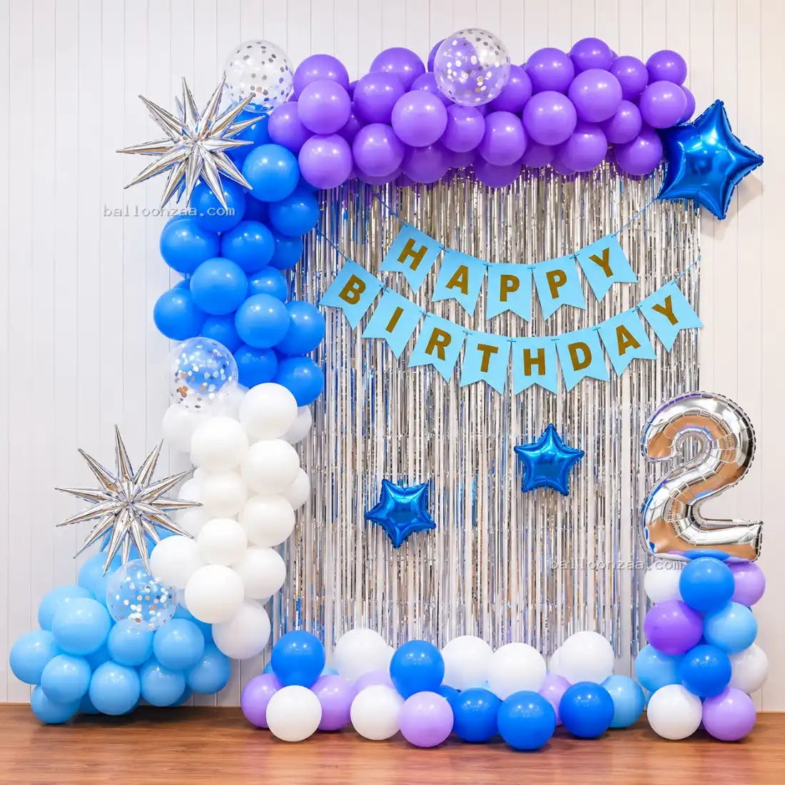 Blue & Purple Birthday Balloon Decoration in Thane