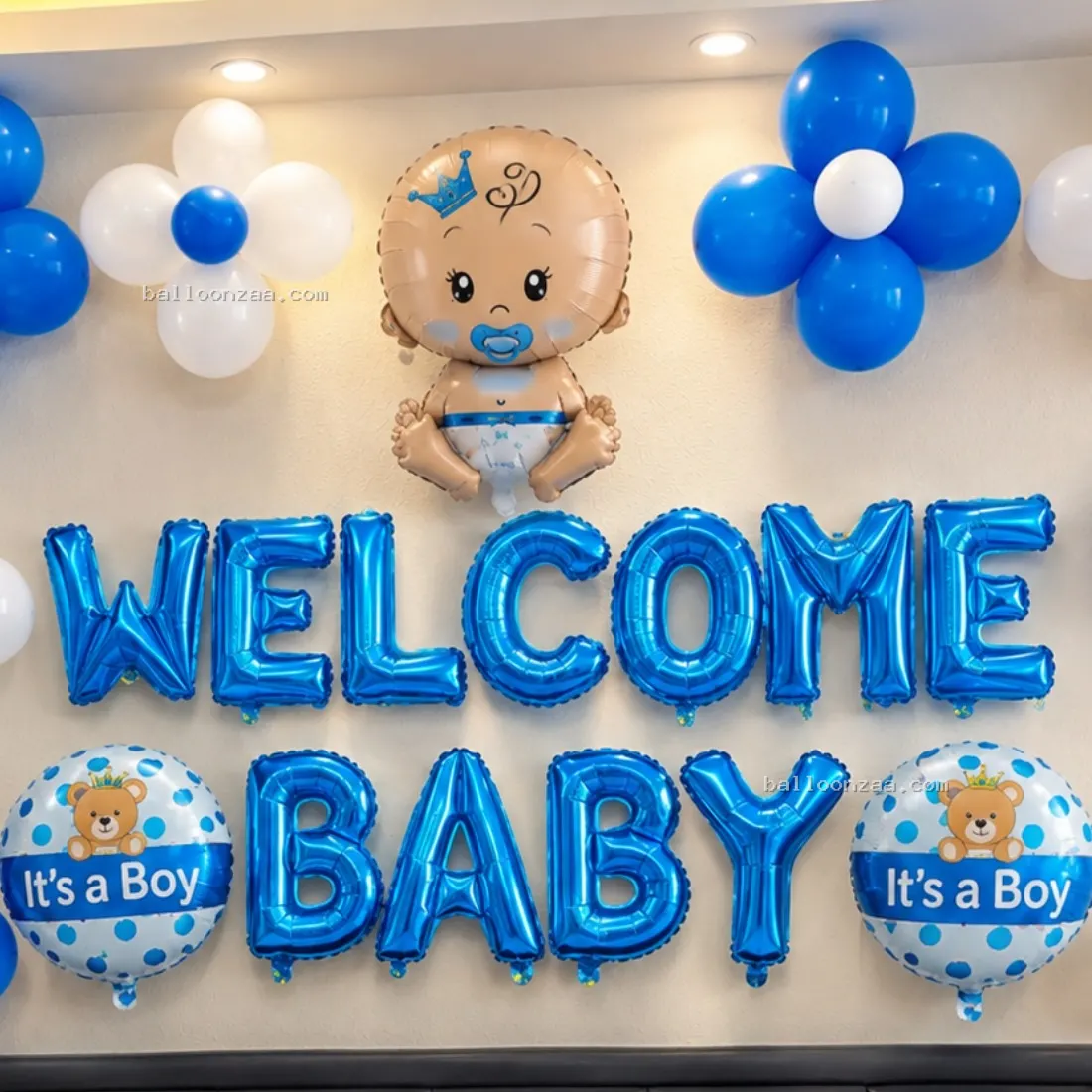 Blue & White Welcome Baby Boy Balloon Decoration in Navi Mumbai - Decoration Photo 2