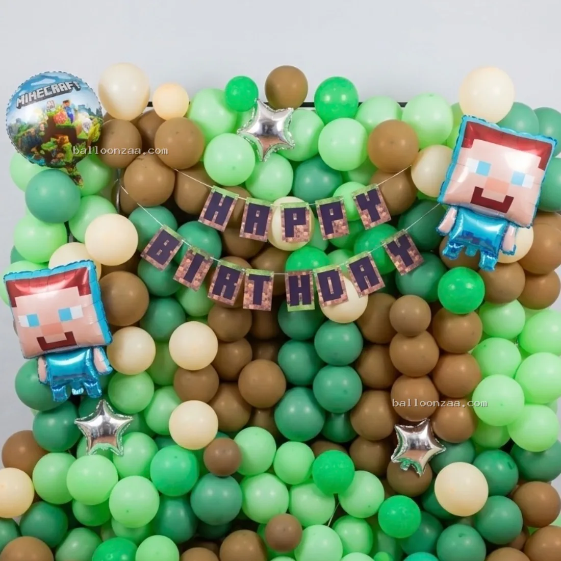 Minecraft Gamer Birthday Balloon Wall Backdrop Decoration in Mumbai - Decoration Photo 2