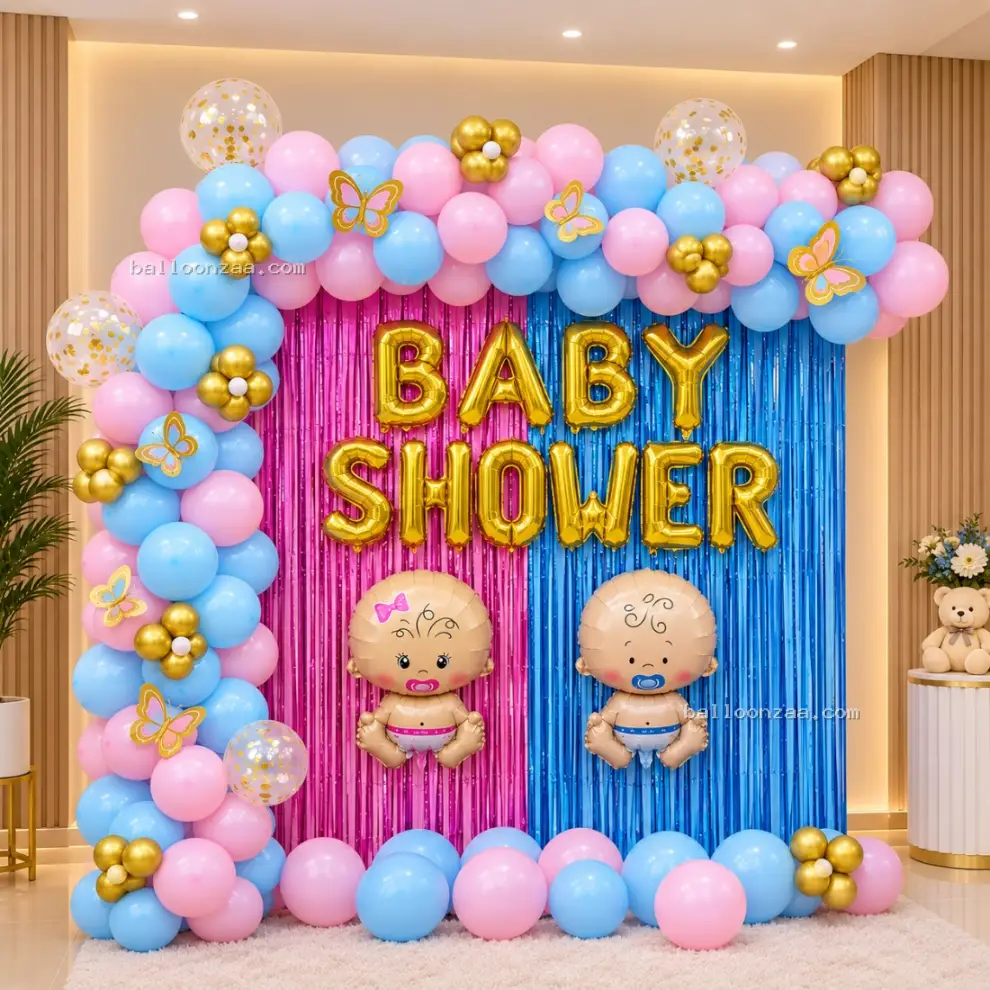 Pink & Blue Baby Shower Balloon Decoration in Naupada, Thane - Baby Shower Decoration