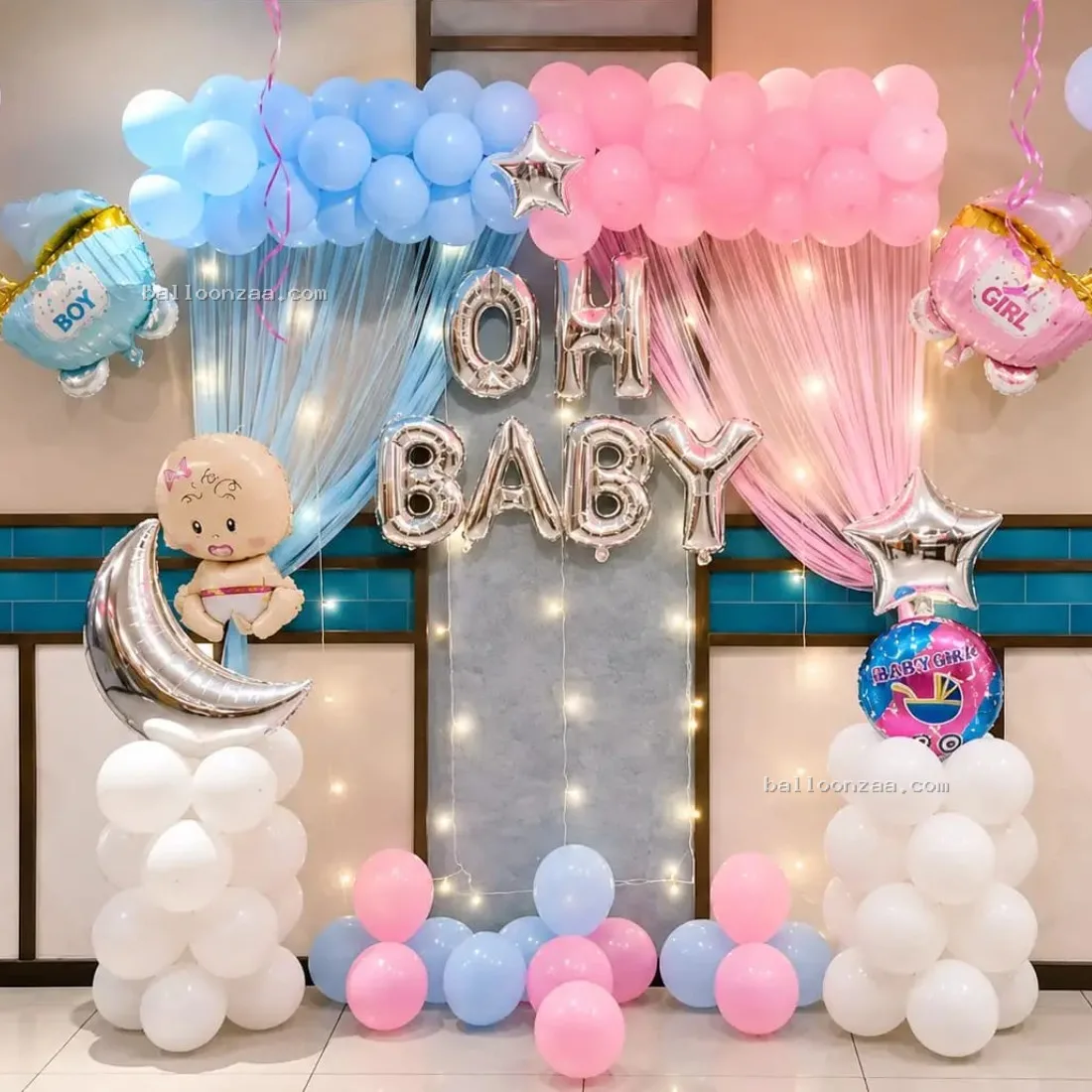 Pink & Blue "OH BABY" Balloon Decoration in Thane - Decoration Photo 2