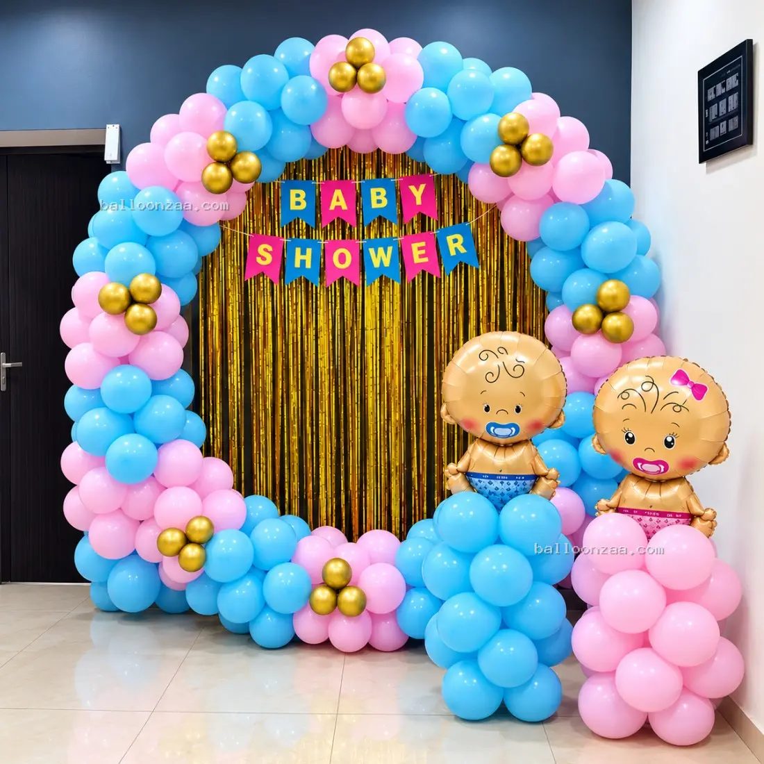 Product Name: Pink & Blue Baby Shower Balloon  Decoration in Gurgaon - Balloonzaa