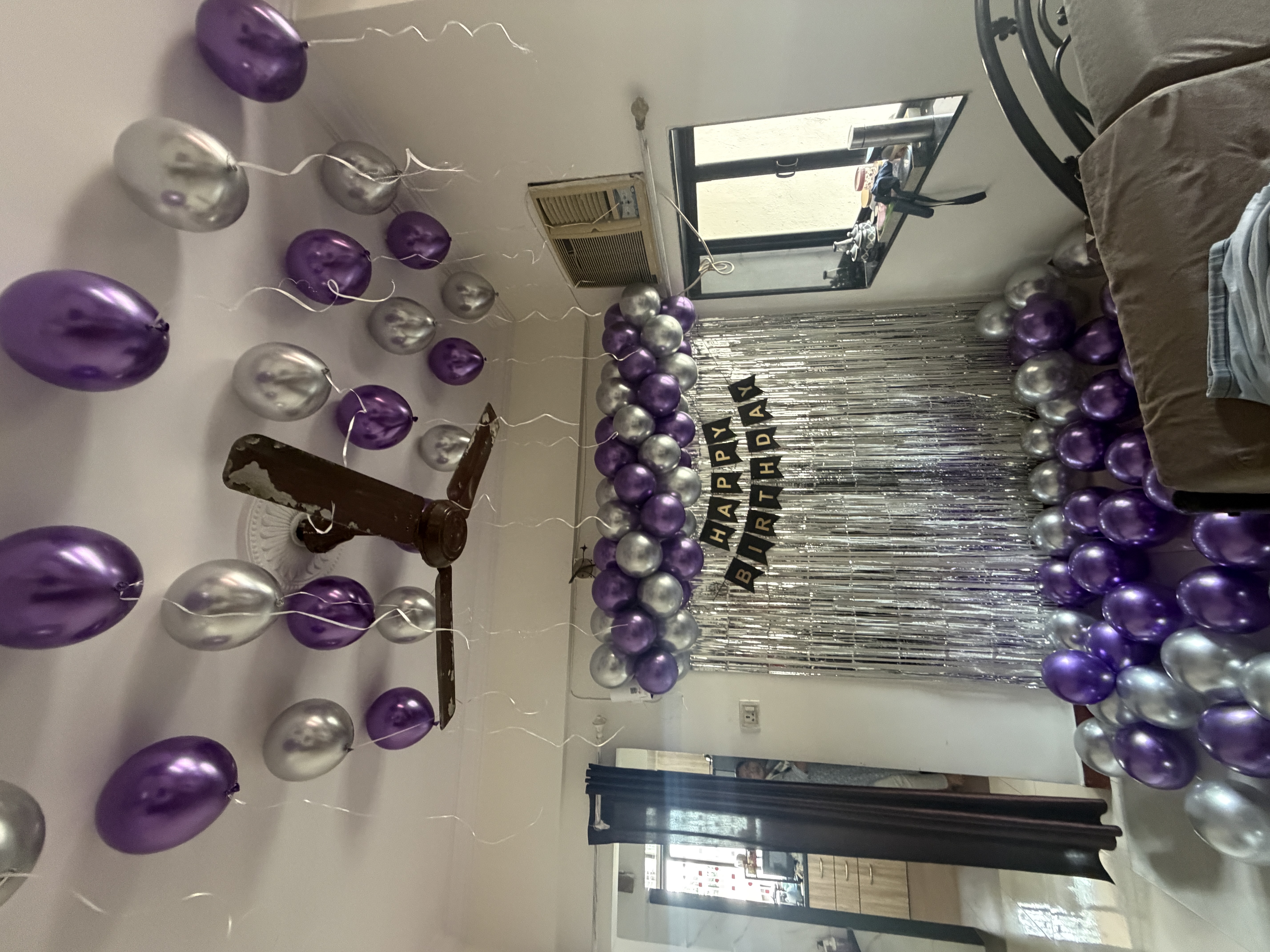 Purple & Silver Chrome balloon decoration