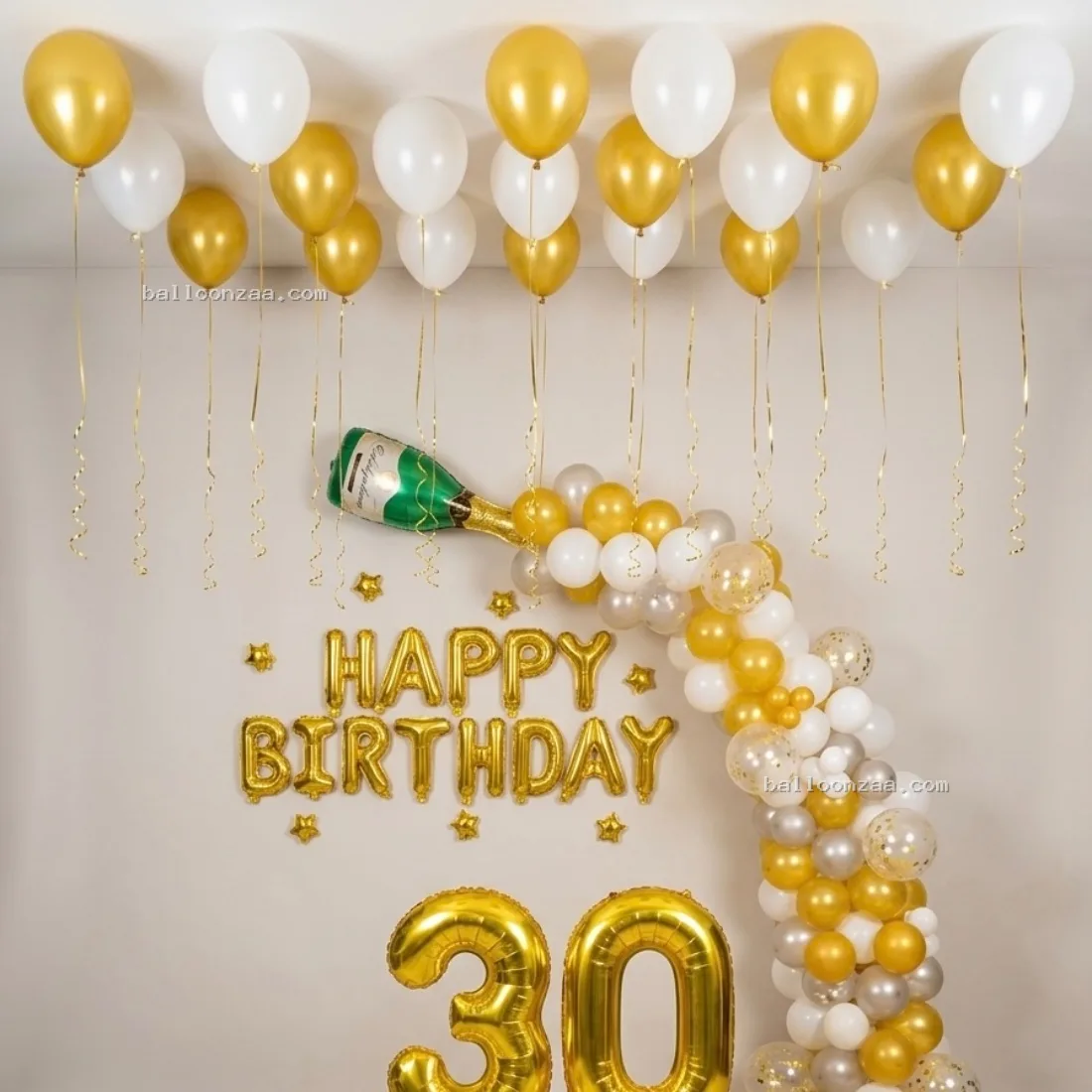 Simple White and Gold Balloon Arch Decoration in Navi Mumbai - Decoration Photo 2